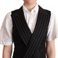 Dolce & Gabbana Black Brown Leopard Print Waistcoat Vest