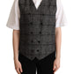 Dolce & Gabbana Gray Wool Leopard Print Waistcoat Vest