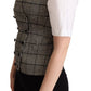 Dolce & Gabbana Gray Checkered Sleeveless Waistcoat Vest