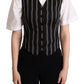 Dolce & Gabbana Black Striped Leopard Print Waistcoat Vest