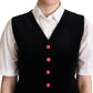 Dolce & Gabbana Black Velvet Sleeveless Waistcoat Vest