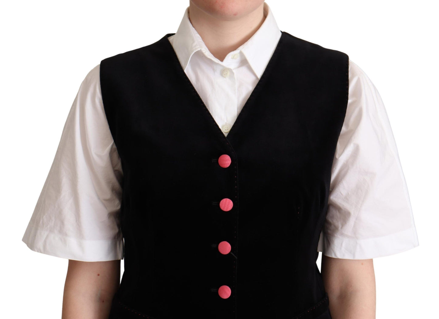 Dolce & Gabbana Black Velvet Sleeveless Waistcoat Vest