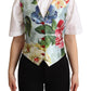 Dolce & Gabbana Mint Green Floral Silk Waistcoat Vest