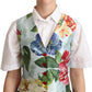 Dolce & Gabbana Mint Green Floral Silk Waistcoat Vest