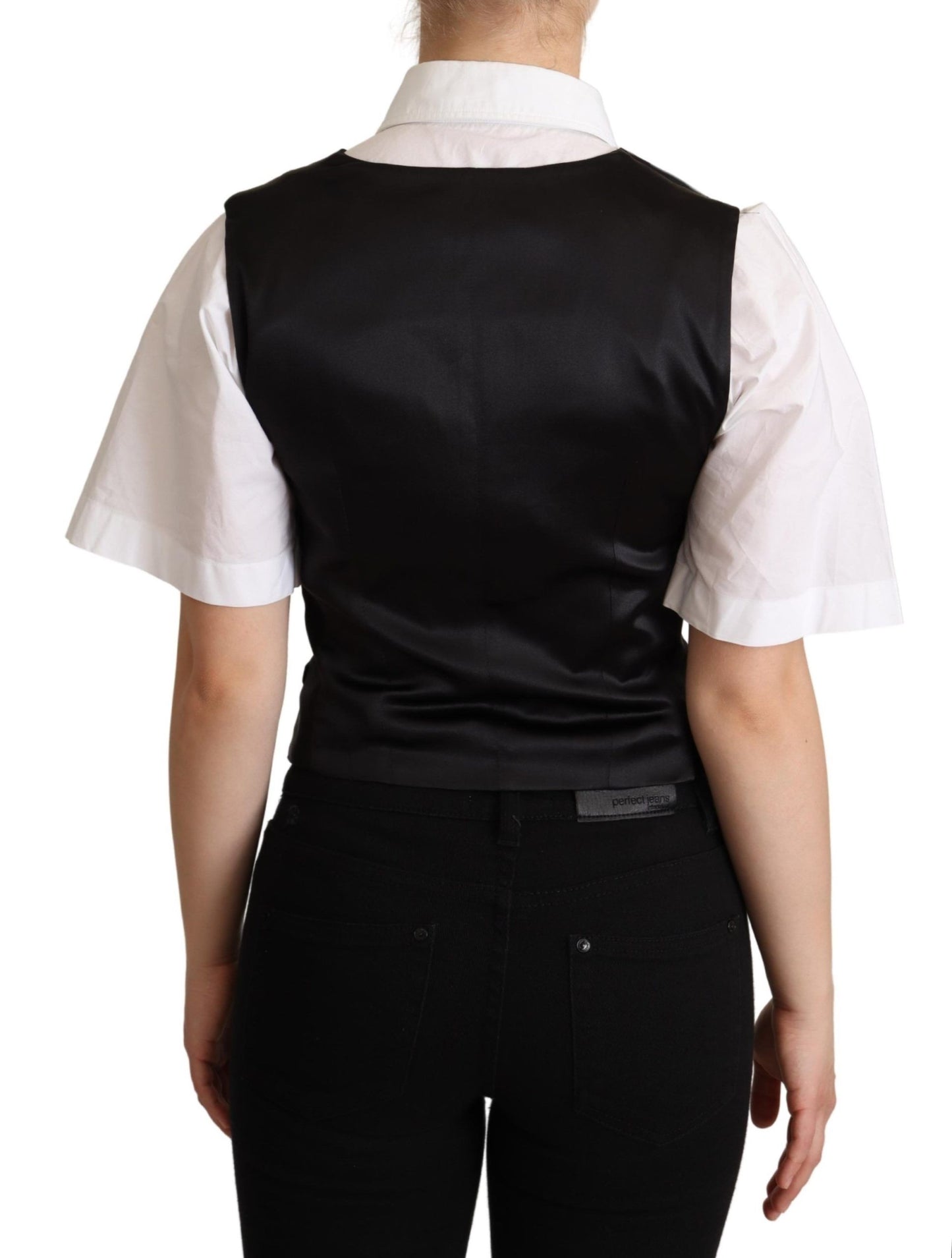 Dolce & Gabbana Black Silk Sleeveless Waistcoat Vest