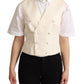 Dolce & Gabbana Beige Silk Sleeveless Waistcoat Vest