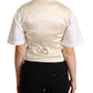 Dolce & Gabbana Beige Silk Sleeveless Waistcoat Vest