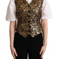 Dolce & Gabbana Black Gold Jacquard Silk Waistcoat Vest