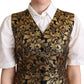 Dolce & Gabbana Black Gold Jacquard Silk Waistcoat Vest