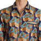 Dolce & Gabbana Multicolor DG Logo Silk Mens Top Shirt