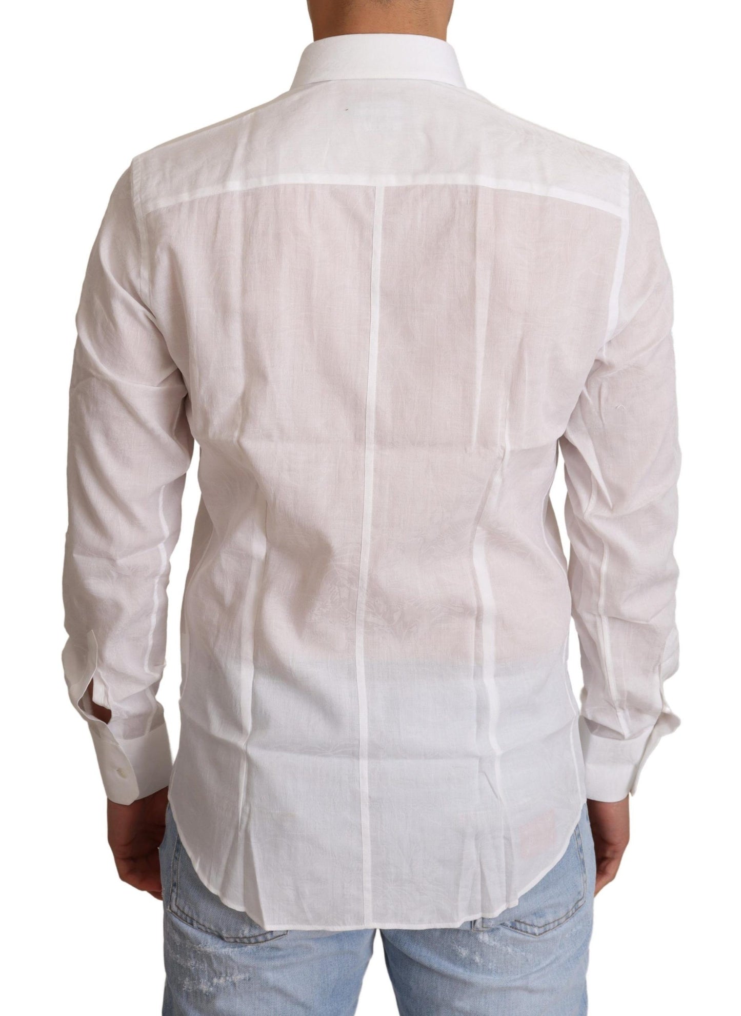 Dolce & Gabbana White Cotton Slim Fit Mens MARTINI Shirt