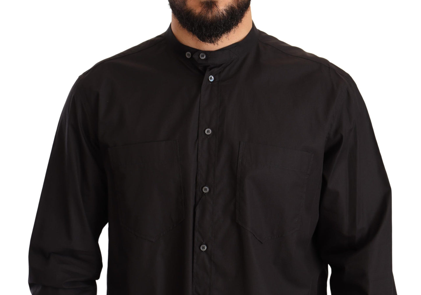 Dolce & Gabbana Black 100% Cotton Formal Dress Top Shirt