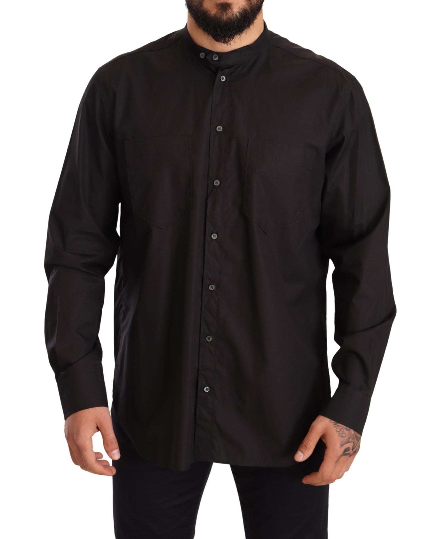 Dolce & Gabbana Black 100% Cotton Formal Dress Top Shirt