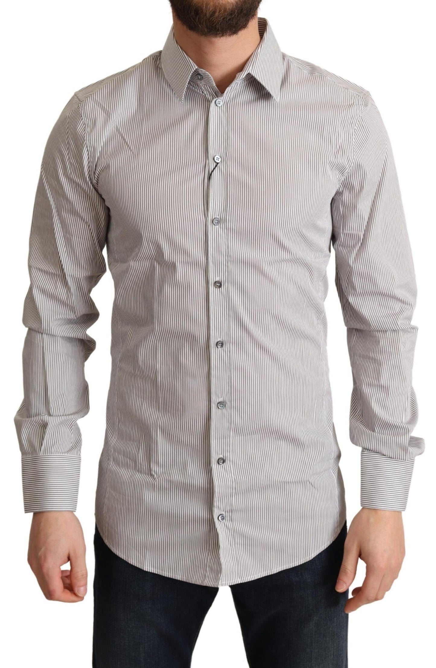 Dolce & Gabbana Gray Cotton Slim Fit Mens SICILY Shirt