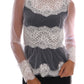 Dolce & Gabbana White Floral Lace Blouse Mock Neck Top