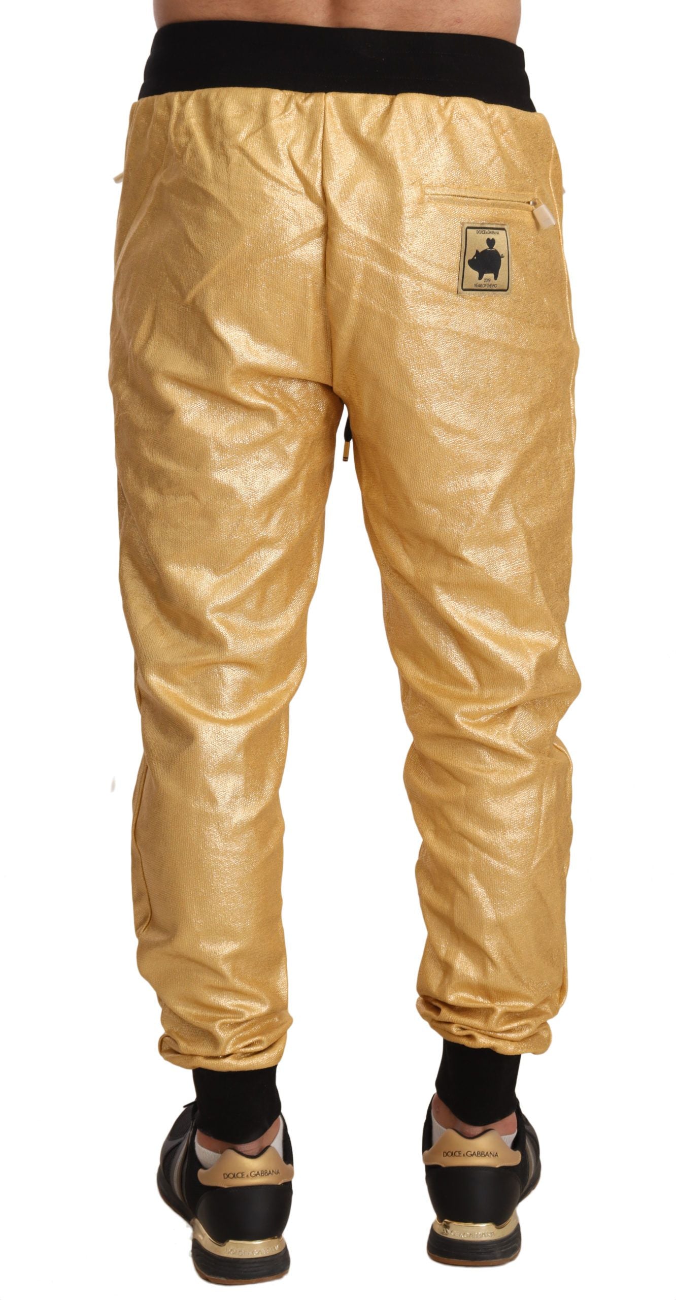 Dolce & Gabbana Gold Pig Of The Year Cotton Trousers Pants