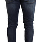 Dolce & Gabbana Blue Cotton Stretch Tattered Denim Jeans