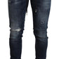 Dolce & Gabbana Blue Cotton Stretch Tattered Denim Jeans