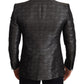 Dolce & Gabbana Gray Metallic Black Slim Tuxedo Blazer