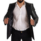 Dolce & Gabbana Gray Metallic Black Slim Tuxedo Blazer