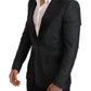 Dolce & Gabbana Black Green Slim Fit Coat Jacket Blazer