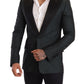 Dolce & Gabbana Black Green Slim Fit Coat Jacket Blazer