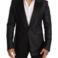 Dolce & Gabbana Black Metallic Slim Jacket Tuxedo Blazer