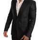 Dolce & Gabbana Black Metallic Slim Jacket Tuxedo Blazer