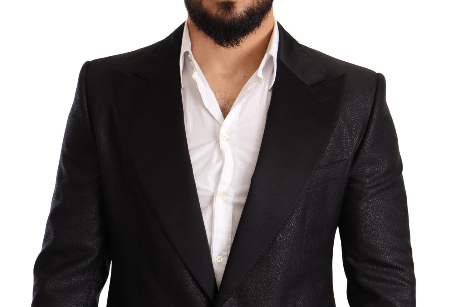 Dolce & Gabbana Black Metallic Slim Jacket Tuxedo Blazer