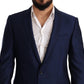 Dolce & Gabbana Blue Wool Slim Fit Coat MARTINI Blazer