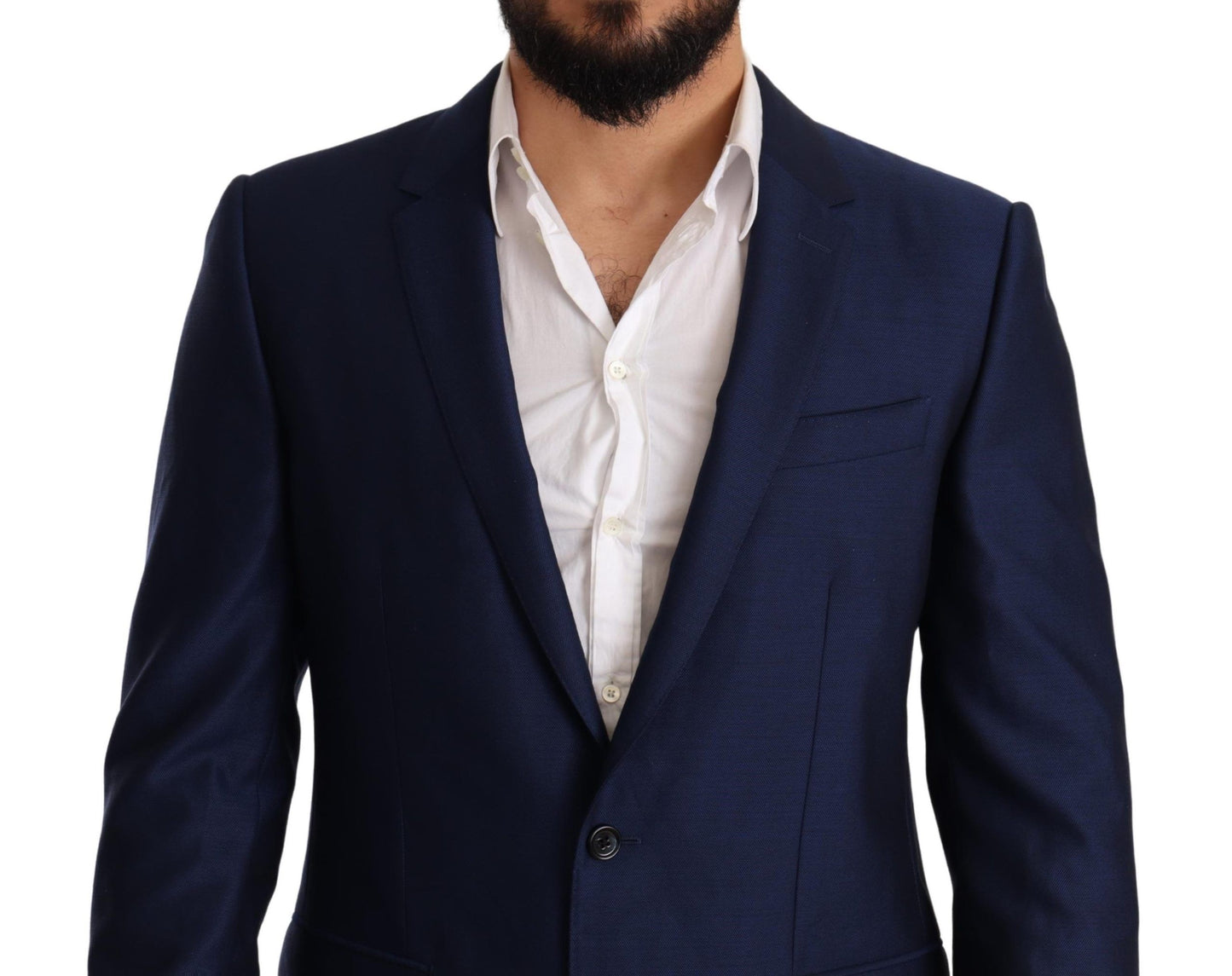 Dolce & Gabbana Blue Wool Slim Fit Coat MARTINI Blazer