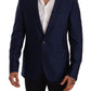 Dolce & Gabbana Blue Wool Slim Fit Coat MARTINI Blazer