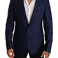 Dolce & Gabbana Blue Wool Slim Fit Coat MARTINI Blazer