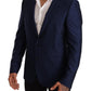 Dolce & Gabbana Blue Wool Slim Fit Coat MARTINI Blazer