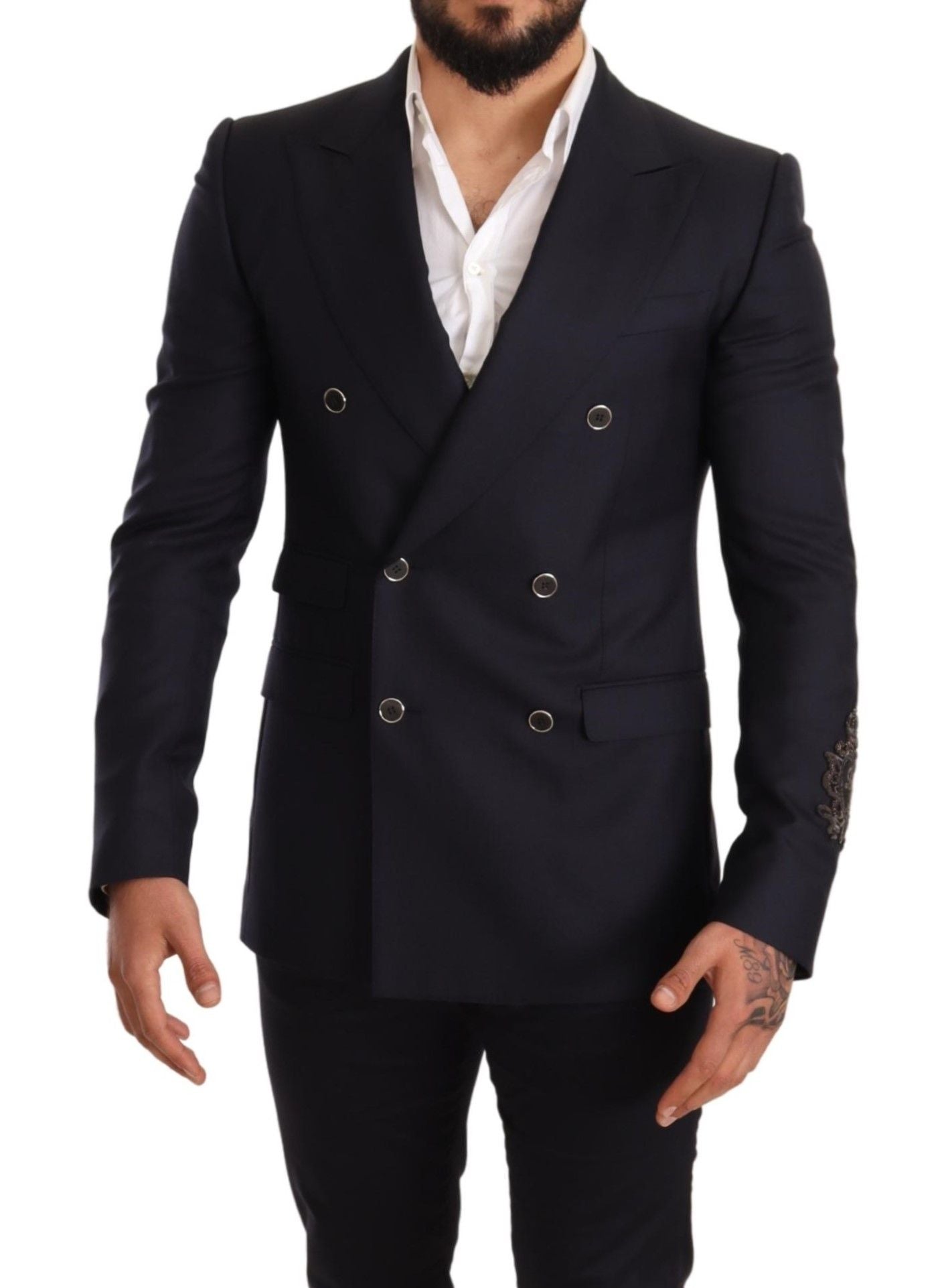 Dolce & Gabbana Blue Cashmere Silk Slim Fit SICILIA Blazer