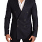 Dolce & Gabbana Blue Cashmere Silk Slim Fit SICILIA Blazer