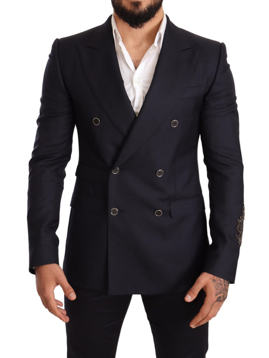 Dolce & Gabbana Blue Cashmere Silk Slim Fit SICILIA Blazer