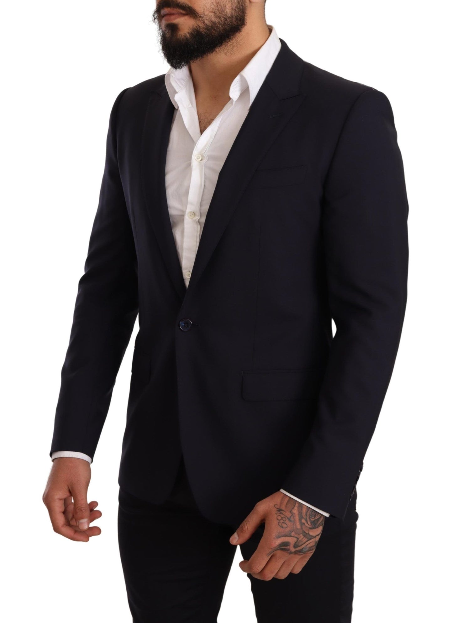 Dolce & Gabbana Navy Blue Wool Slim Fit MARTINI Blazer