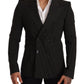 Dolce & Gabbana Black White Striped Slim Fit Coat Blazer