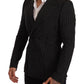 Dolce & Gabbana Black White Striped Slim Fit Coat Blazer