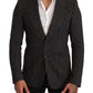 Dolce & Gabbana Black Striped Slim Fit Wool Coat Blazer