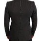 Dolce & Gabbana Black Striped Slim Fit Wool Coat Blazer