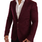 Dolce & Gabbana Maroon Cashmere Slim Fit Coat Jacket Blazer