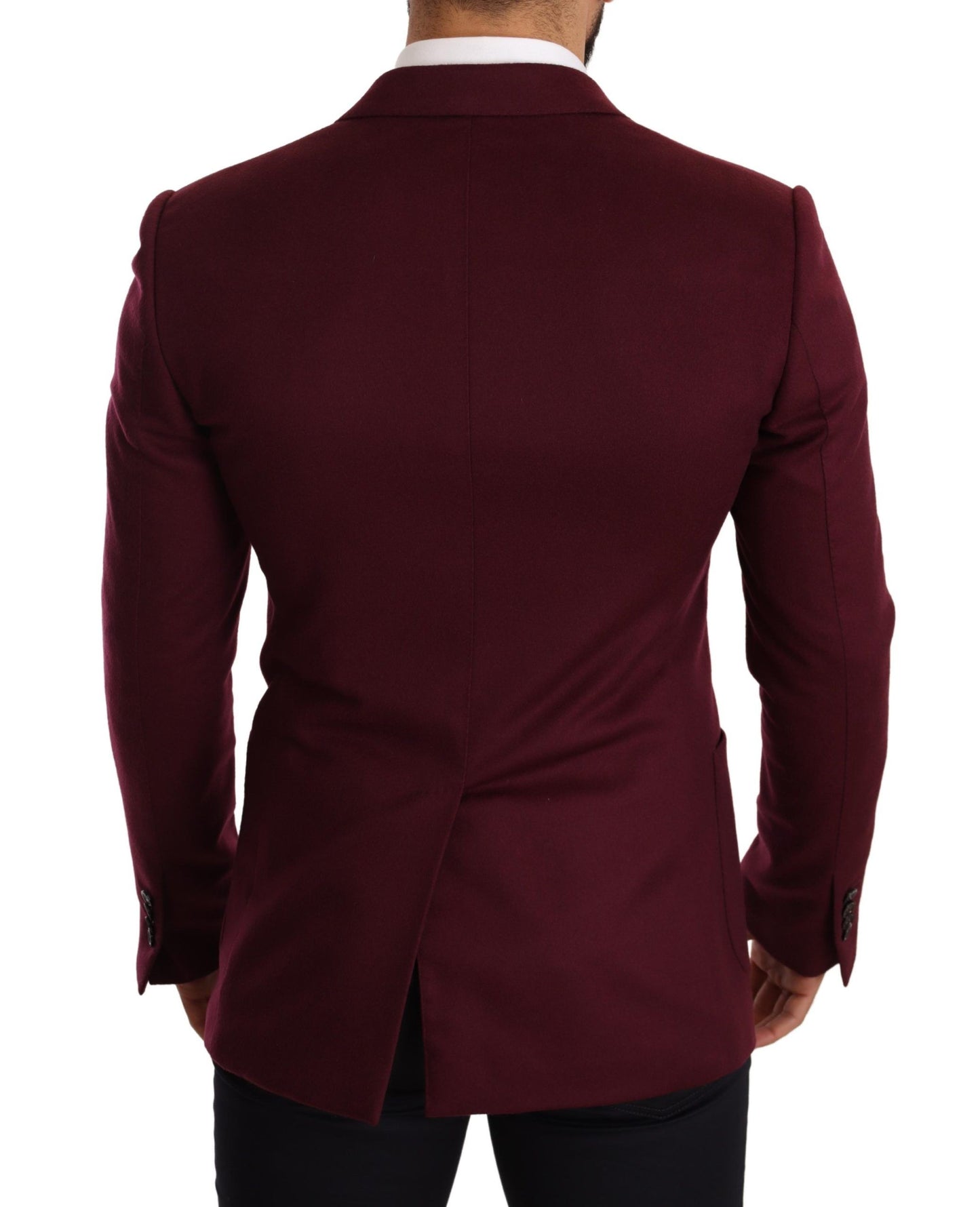 Dolce & Gabbana Maroon Cashmere Slim Fit Coat Jacket Blazer