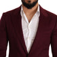 Dolce & Gabbana Maroon Cashmere Slim Fit Coat Jacket Blazer