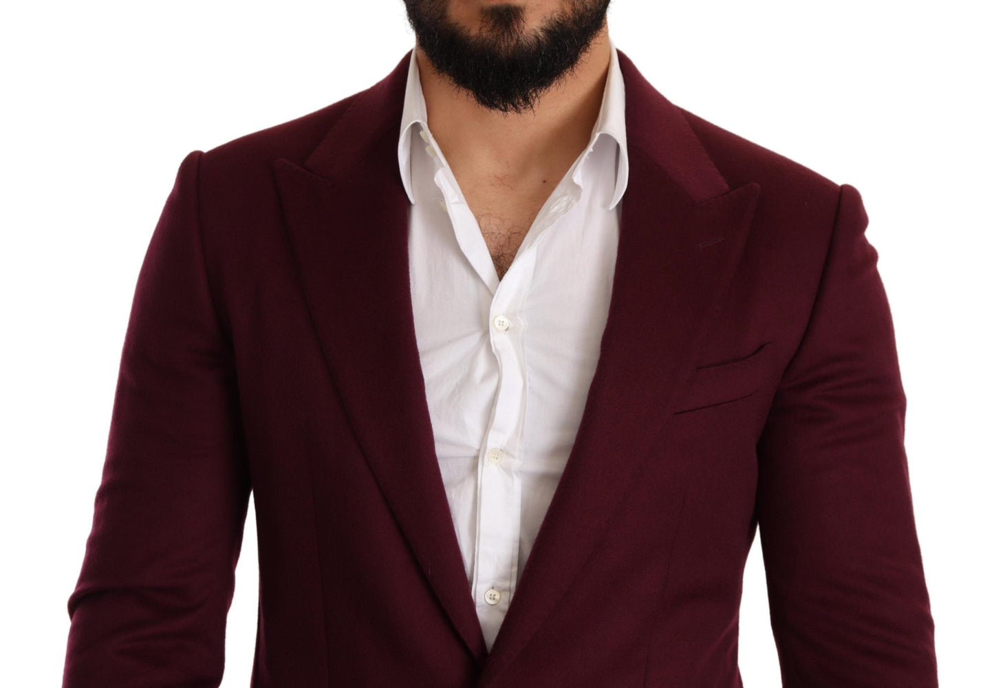 Dolce & Gabbana Maroon Cashmere Slim Fit Coat Jacket Blazer