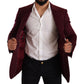 Dolce & Gabbana Maroon Cashmere Slim Fit Coat Jacket Blazer