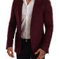 Dolce & Gabbana Maroon Cashmere Slim Fit Coat Jacket Blazer