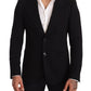 Dolce & Gabbana Black Cotton Slim Fit Coat Jacket  Blazer