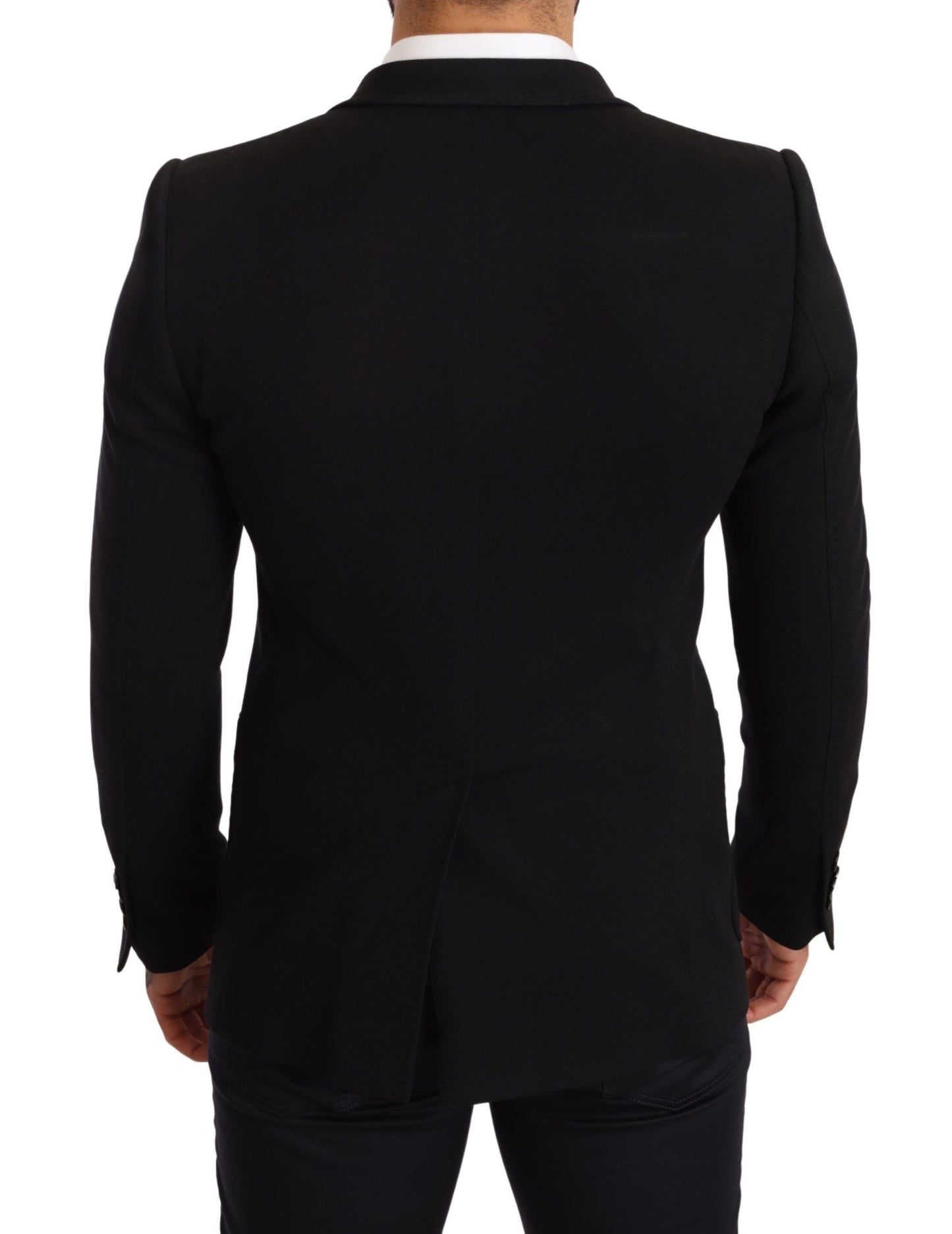 Dolce & Gabbana Black Cotton Slim Fit Coat Jacket  Blazer